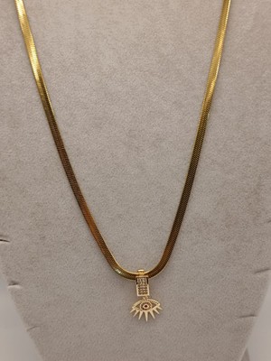 Tılsım Accesories Çelik Kolye+ Zirkon Charm Gold