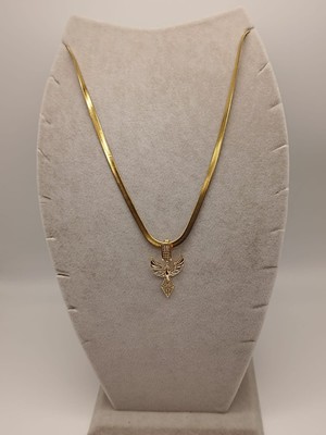 Tılsım Accesories Çelik Kolye+ Zirkon Charm Gold