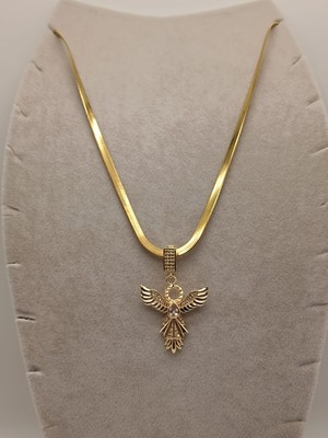 Tılsım Accesories Çelik Kolye+ Zirkon Charm Gold