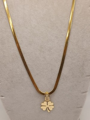 Tılsım Accesories Çelik Kolye+ Zirkon Charm Gold