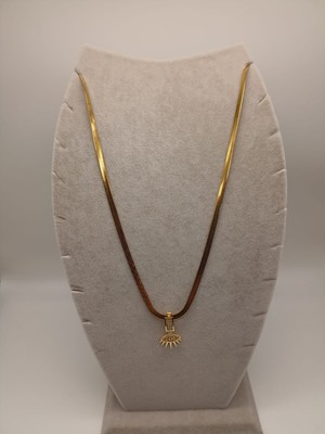 Tılsım Accesories Çelik Kolye+ Zirkon Charm Gold