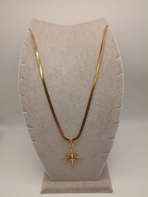 Tılsım Accesories Çelik Kolye+ Zirkon Charm Gold