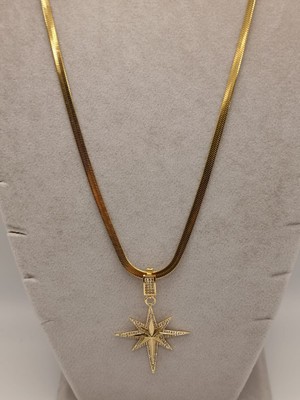 Tılsım Accesories Çelik Kolye+ Zirkon Charm Gold