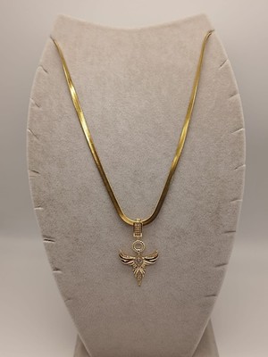 Tılsım Accesories Çelik Kolye+ Zirkon Charm Gold