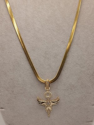 Tılsım Accesories Çelik Kolye+ Zirkon Charm Gold