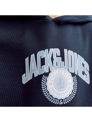 Jack & Jones Çocuk Logo Baskili Kapüsonlu Sweatshirt - Kam