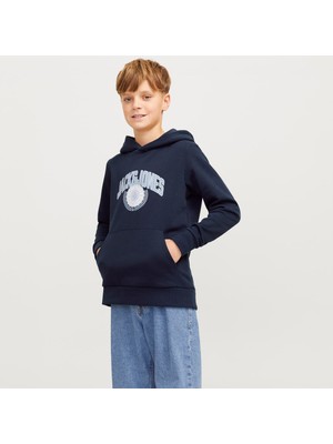 Jack & Jones Çocuk Logo Baskili Kapüsonlu Sweatshirt - Kam