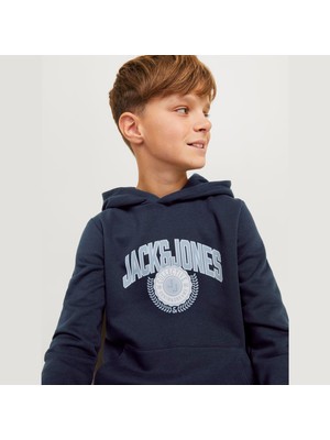 Jack & Jones Çocuk Logo Baskili Kapüsonlu Sweatshirt - Kam