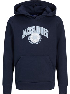 Jack & Jones Çocuk Logo Baskili Kapüsonlu Sweatshirt - Kam