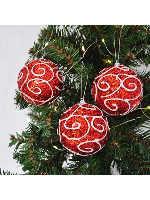 Alpjoy 8cm Yılbaşı Ağaç Süsleme Topu 3lü