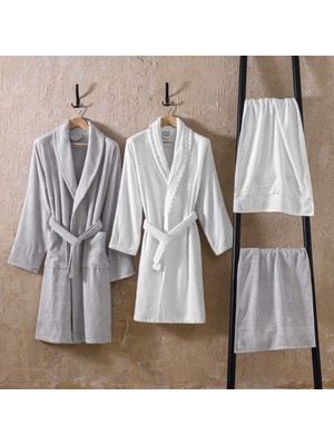 Linens Allure Bambu 4'lü Set Beyaz-Gri