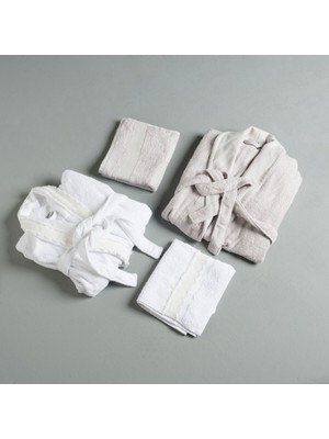 Linens Allure Bambu 4'lü Set Beyaz-Gri