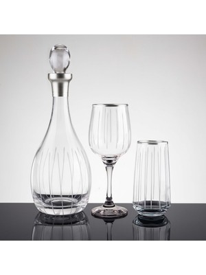 Sudecam Dizayn 25 Parça 12 Kişilik Çubuk Gümüş El Dekor Kesme Su Takımı