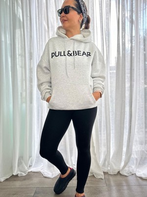 P&b Şardonlu Gri Kapüşonlu Sweatshırt