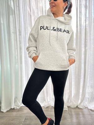 P&b Şardonlu Gri Kapüşonlu Sweatshırt