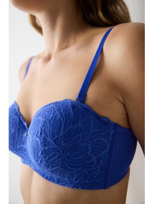 Lotus Lace Dantel Saks Mavisi Sütyen