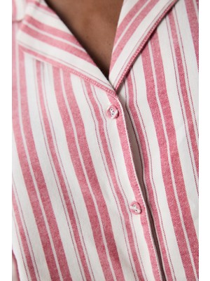 Aria Striped Kırmızı Gömlek Pantolon Pijama Takımı