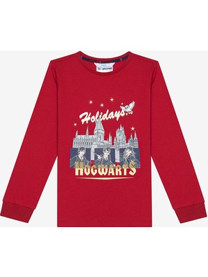 Pamuklu Unisex Hogwarts Fam Kırmızı Pijama Takımı