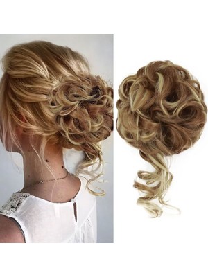 Colezium Saçlı Lastikli Kuyruklu Topuz Toka / Açık Karamel / Balköpüğü Röfle