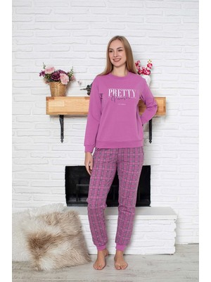 Bie's Kadın Bisiklet Yaka Bilek Manşet/lastikli 2 Iplik Cepli Kışlık Jogger Eşofman Pijama Takımı Homewear