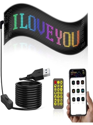 IP65 Rgb LED Esnek Ekran Matris Paneli USB Programlanabilir App Kontrol Tabela Işıklı Dijital Ekran