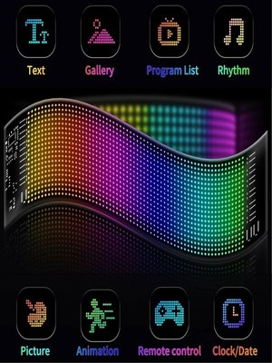 IP65 Rgb LED Esnek Ekran Matris Paneli USB Programlanabilir App Kontrol Tabela Işıklı Dijital Ekran