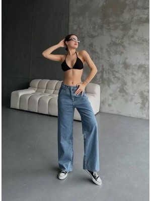 Burtex Palazzo Jeans Pantalon - Mavi