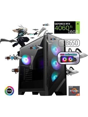 Güneysu Ryzen 5 7600X 16GB Ddr5 1tb SSD Rtx 4060TI 16G b650 240mm sıvı soğutma Oyun Bilgisayarı