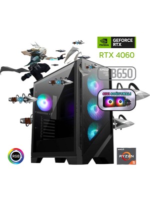 Güneysu Ryzen 5 7600 32GB Ddr5 1tb SSD Rtx 4060 B650 240MM SIVI SOĞUTMA Oyun Bilgisayarı