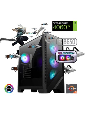 Güneysu Ryzen 5 7600 16GB Ddr5 1tb SSD Rtx 4060TI B650 240MM SIVI SOĞUTMA Oyun Bilgisayarı