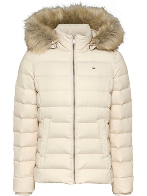 Tommy Jeans Krem Kadın Şişme Mont Tjw Basıc Hooded Down Jacket Ext