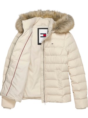 Tommy Jeans Krem Kadın Şişme Mont Tjw Basıc Hooded Down Jacket Ext