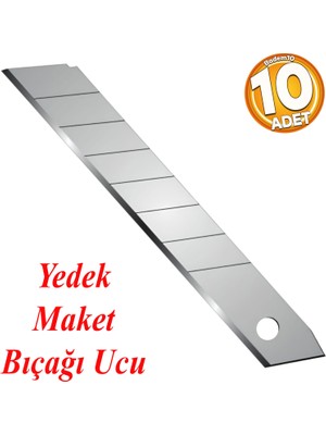 10 Adet Maket Bıçağı Yedeği Ucu Kalın 18 mm Bıçak Ucu Jilet