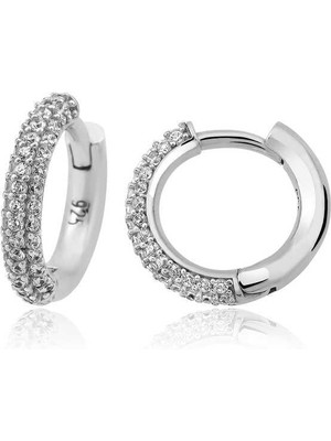 Cey jewelry Gümüş Beyaz Halka Bayan Küpe