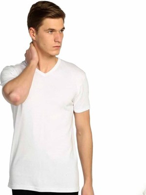 Tutku 107 Penye Erkek V-Yaka Fanila Beyaz Xxxl 6'lı Paket