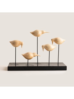 Lanca 5 Kuşlu Dekoratif Obje Natural