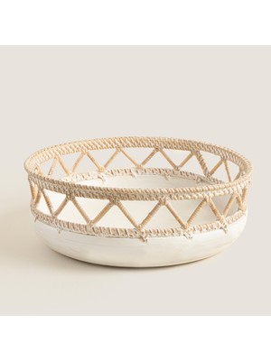 Gillie Dekoratif Düz Kase L Beyaz