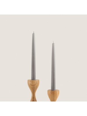 2li Şamdan Mumu Açık Gri Açık Gri