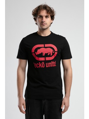 Ecko Unltd. ECKO UNLTD Marc Siyah Kırmızı Bisiklet Yaka Baskılı Standard Fit Erkek Tshirt