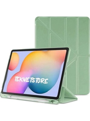 TEKNETSTORE Samsung Galaxy Tab S9 Fe 10.9'' Uyumlu Kalem Bölmeli Uyku Modlu Arkası Silikon Kapak Kılıf