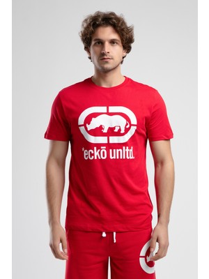 Ecko Unltd. ECKO UNLTD Marc Kırmızı Bisiklet Yaka Baskılı Standard Fit Erkek Tshirt