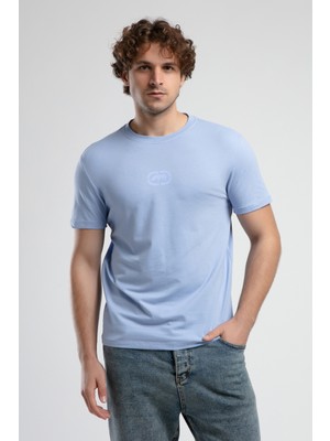 Ecko Unltd. ECKO UNLTD Johnson Mavi Bisiklet Yaka Baskılı Standard Fit Erkek Tshirt