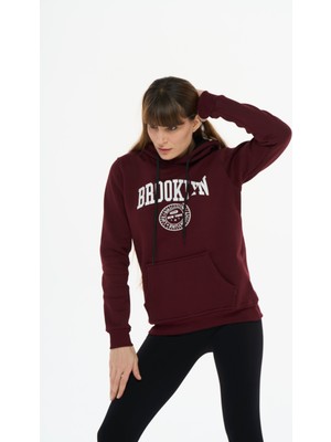Safe Tasarım Kadın Pamuklu Içi Polarlı Kapüşonlu Sweatshirt