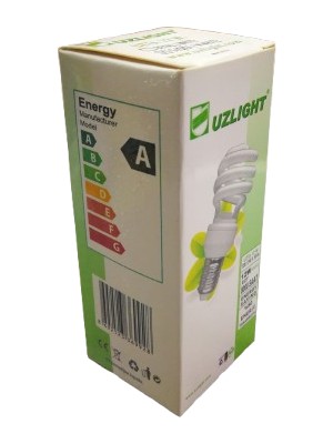 Uzlight 12W Spiral Tasarruflu Ampul Sarı Işık E27 Duy 10'lu Paket