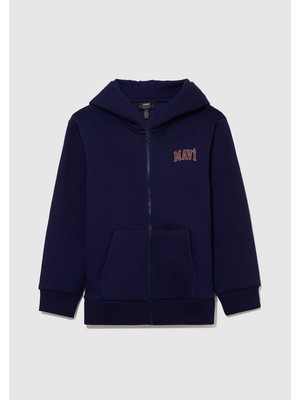 Mavi Logo Baskılı Kapüşonlu Fermuarlı Lacivert SWEATSHIRT6S10001-70491