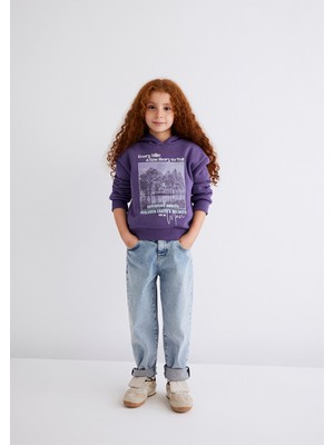 Mavi Kapüşonlu Baskılı Mor SWEATSHIRT7S10054-88135