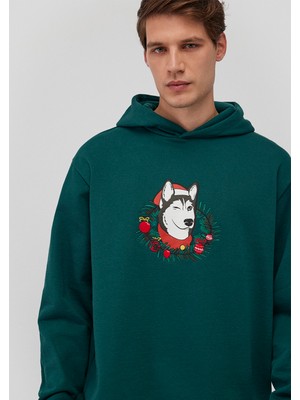 Mavi Yılbaşı Köpek Baskılı Yeşil SWEATSHIRT0S10296-81962