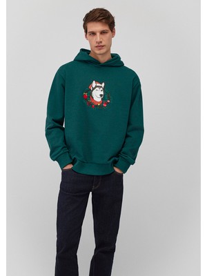 Mavi Yılbaşı Köpek Baskılı Yeşil SWEATSHIRT0S10296-81962