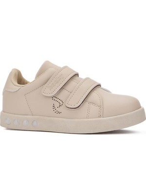 Bej Cırtlı Ortopedik Çocuk Işıklı Sneaker