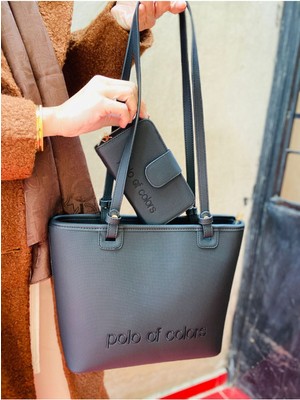 Kadın Büyük Boy Iyah Omuz Askılı Çanta ve Cüzdan Kombini